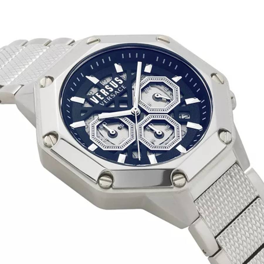 Versus Versace Palestro Men's 45mm Silver Bracelet Watch - Blue