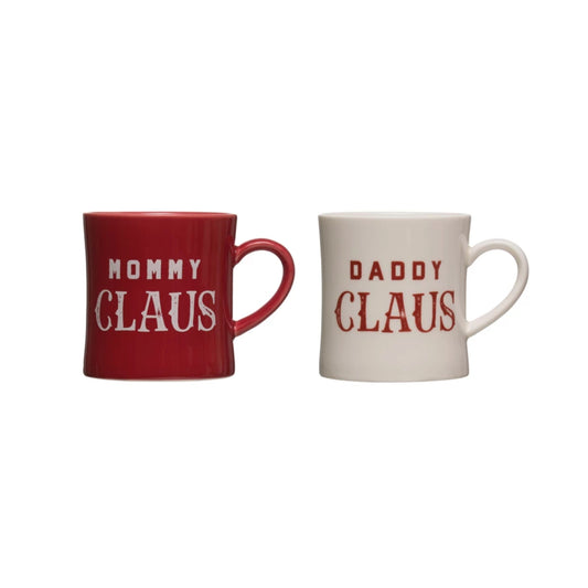 Creative Co-op 16 oz Mug (Set of 2) - Red/White