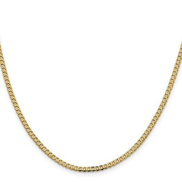 14K 20" Flat Beveled Curb with Lobster Clasp Chain