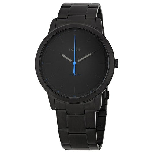 Reloj minimalista de acero inoxidable con esfera negra para hombre de Fossil - Negro