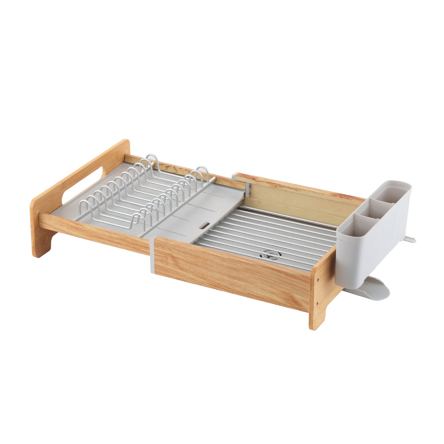 Appliance Basics 016F Expandable Aluminum Dish Rack with Bamboo Frame