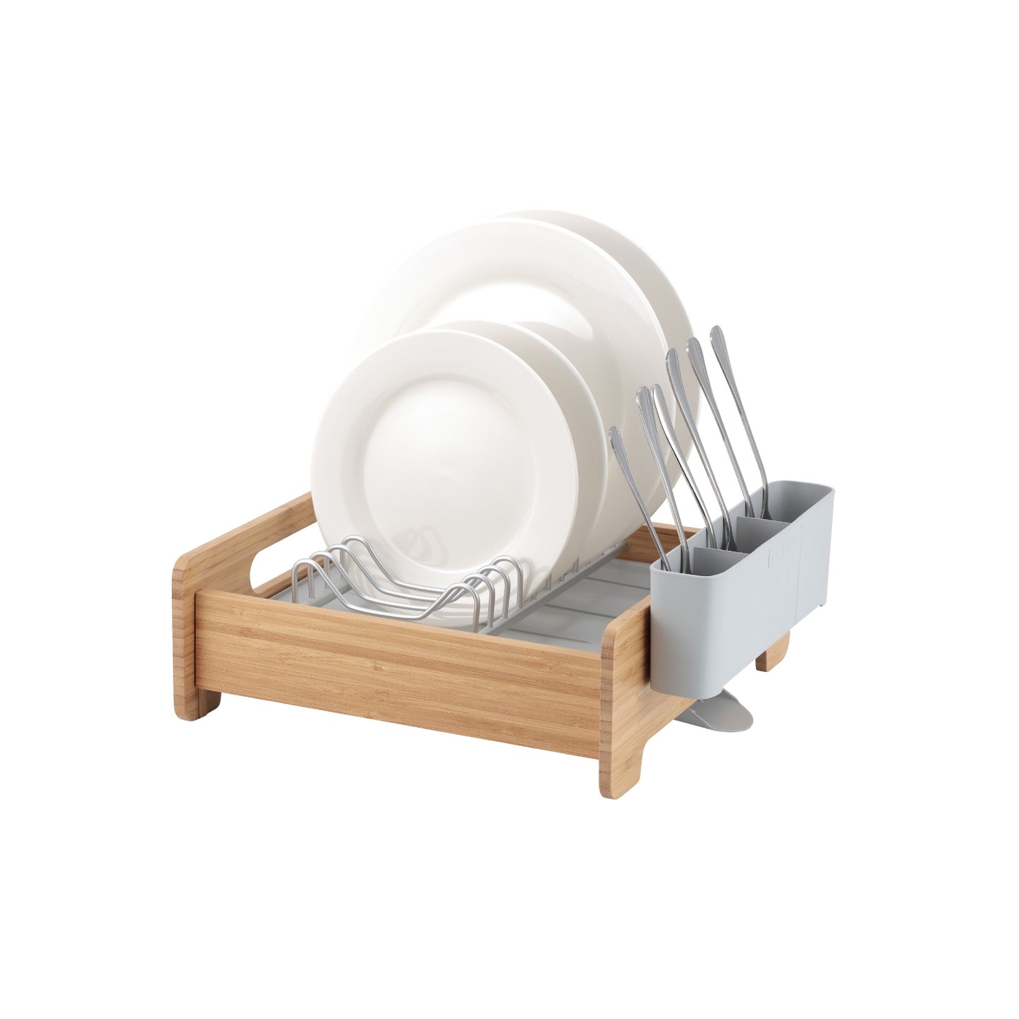 Appliance Basics 016F Expandable Aluminum Dish Rack with Bamboo Frame