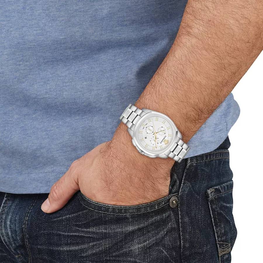 Versace Geo Chronograph Men's 43mm Bracelet Watch - Silver– Curacao