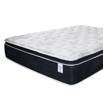 SilverRest Amelia Pillow Top Queen Size Mattress - White/Navy - Curacao