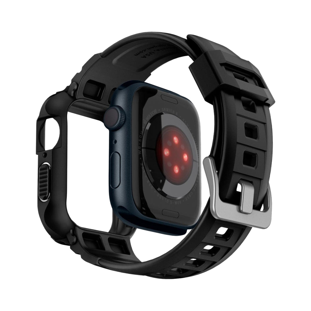 Estuche y correa Spigen Rugged Armor Pro para Apple Watch Series 7/8 (45 mm), color negro