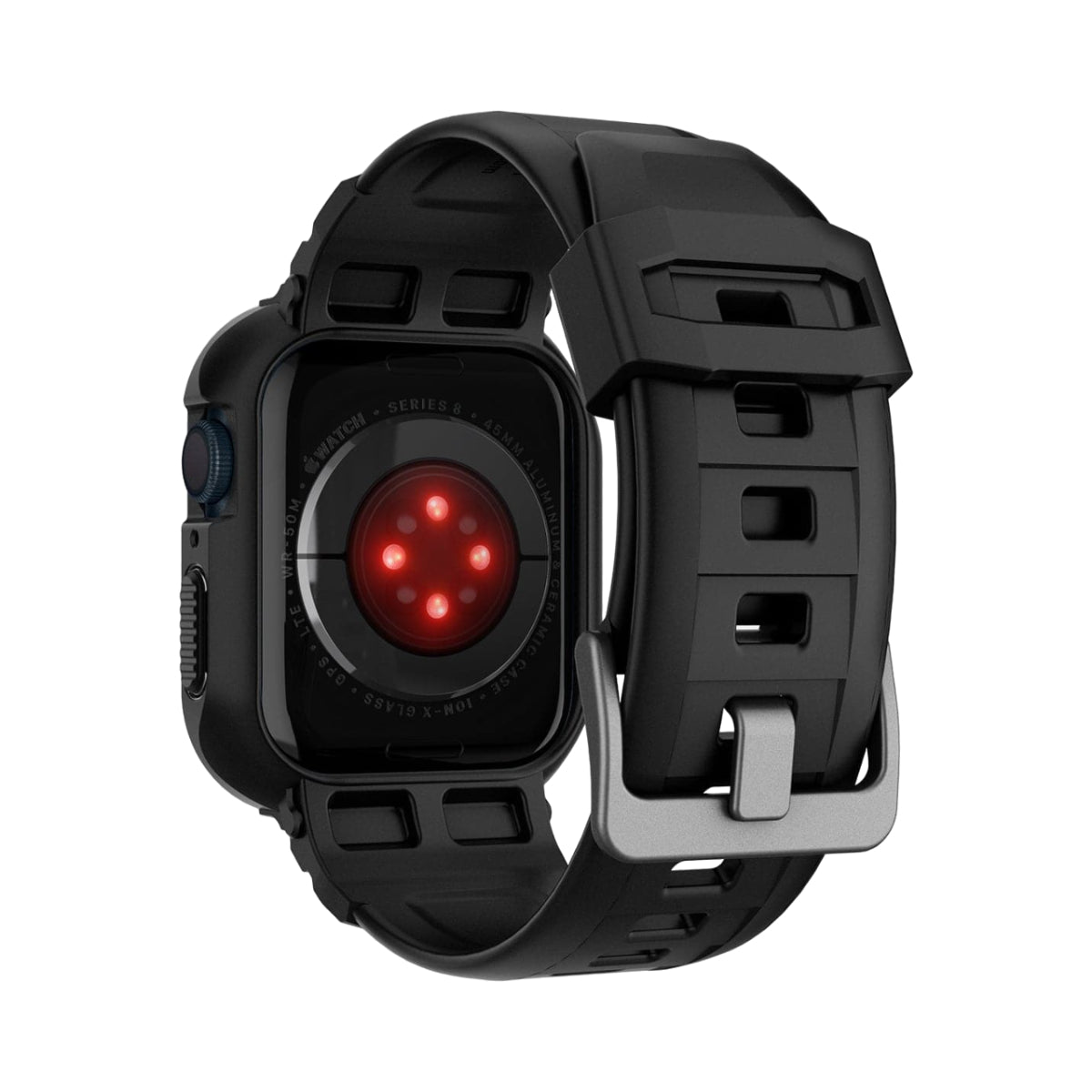 Estuche y correa Spigen Rugged Armor Pro para Apple Watch Series 7/8 (45 mm), color negro