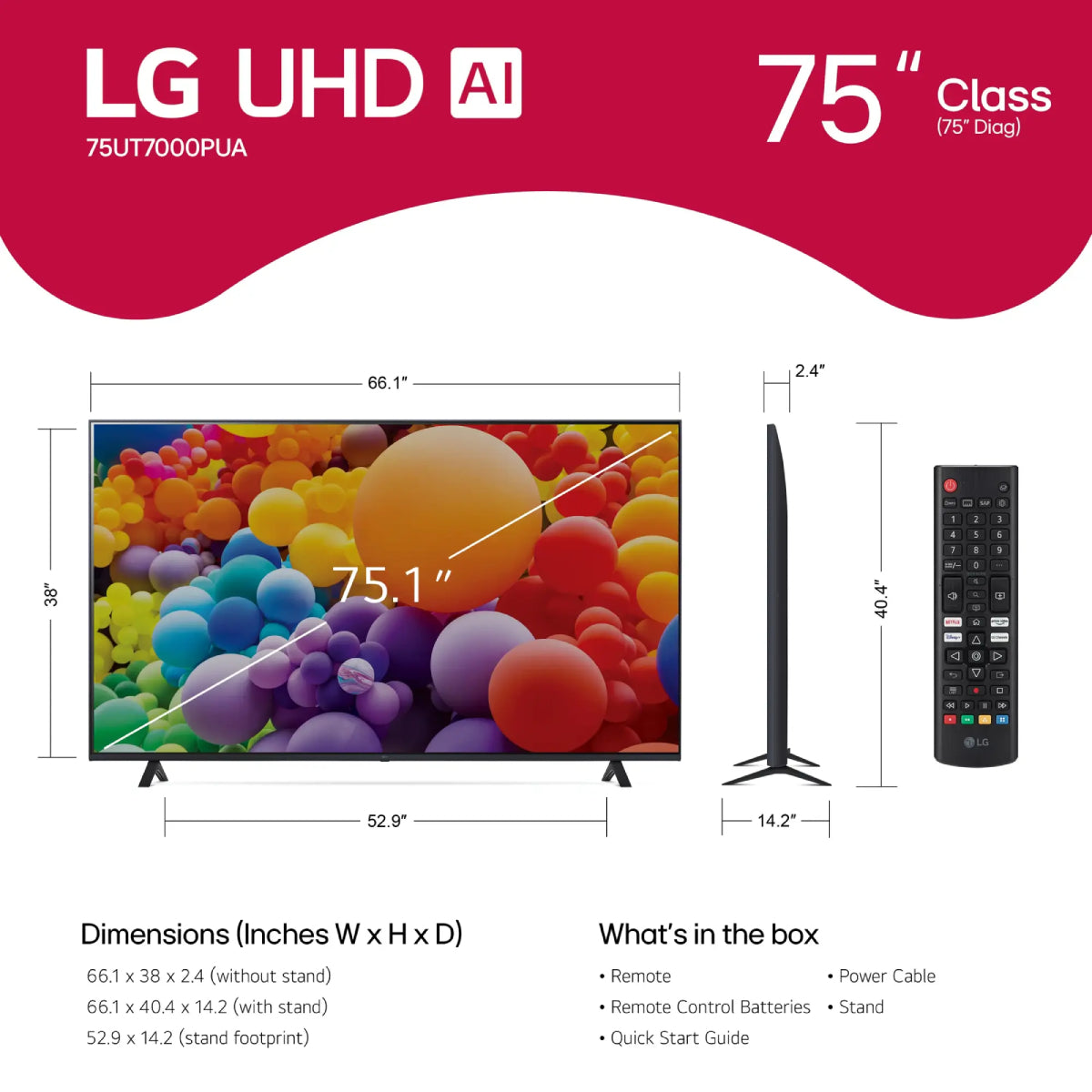 LG 75" Class UT70 LED 4K UHD Smart webOS TV