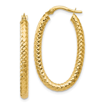 14K Leslie's Women's 3mm ForeverLite Textured Hoop Earrings in 14K Yellow Gold