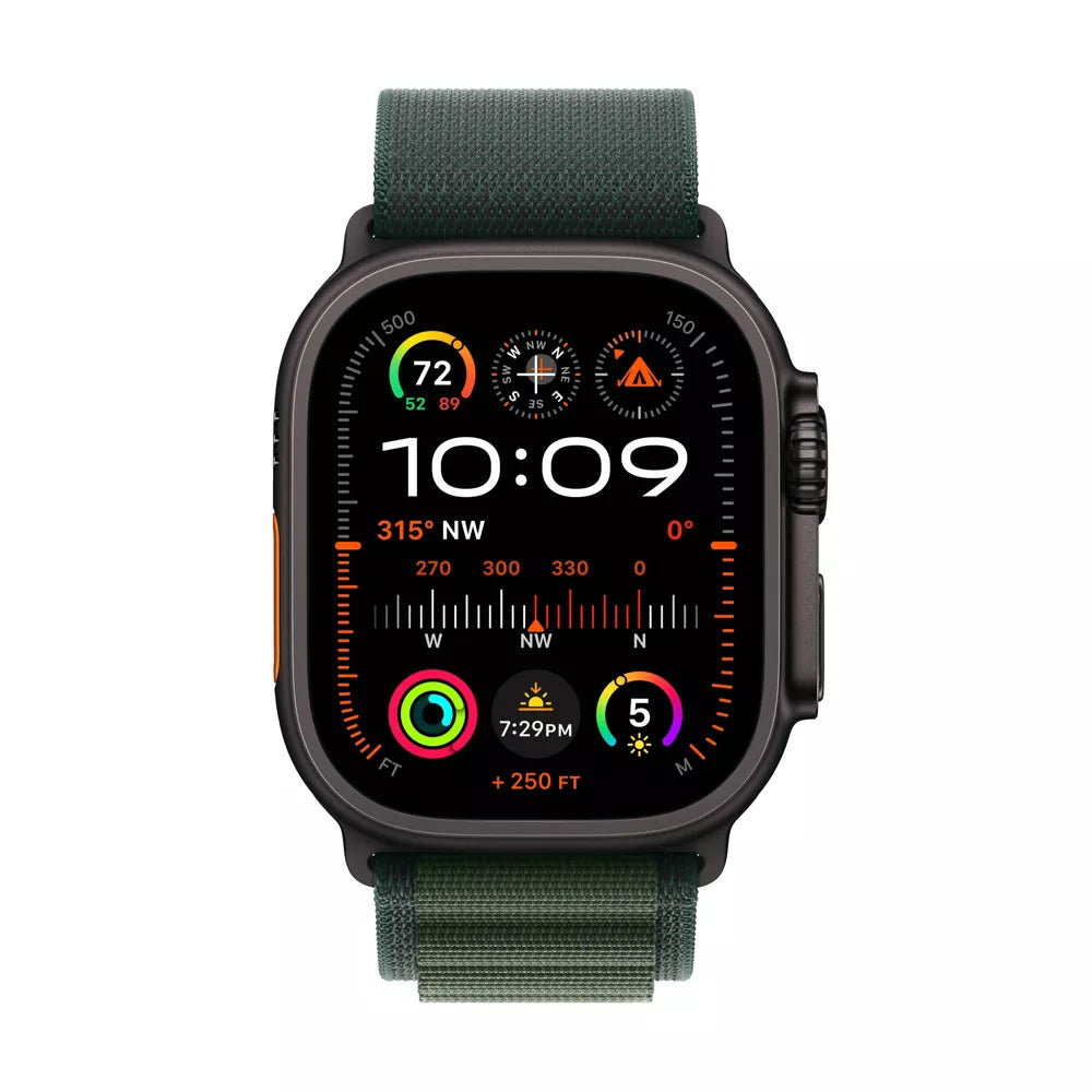 Apple Watch Ultra 2 Unisex 49mm Black Aluminum Case Smartwatch Dark Green Loop - GPS + Cellular