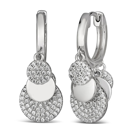 Anna Zukerman Olivia 90  Women's 0.75 ct. Diamond Crystalline Petite Pave Huggie Earrings in Platinum-Plating over 925 Sterling Silver