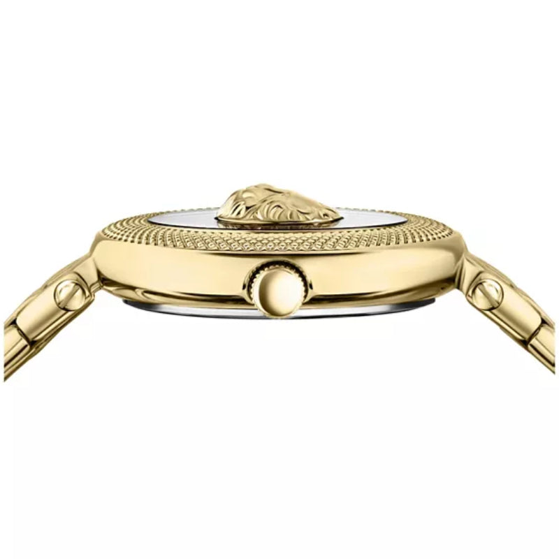 Versus Versace Brick Lane Women's 36mm Yellow Gold Bracelet Watch - Silver Dial