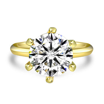 Anna Zuckerman Anastasia 23 Women's 7 ct. Diamond Crystalline Solitaire Engagement Ring in 18K Yellow Gold-Plating over 925 Sterling Silver