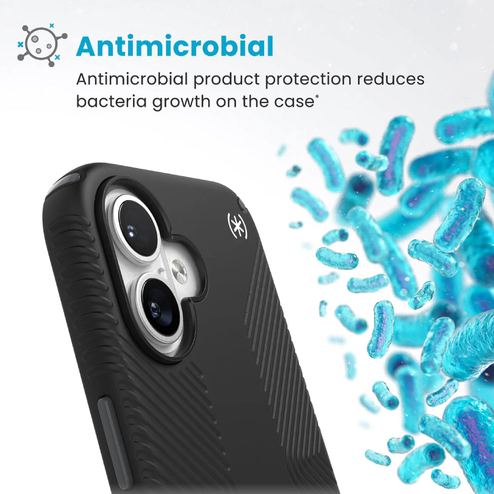 Speck Persidio2 Grip Case for Apple iPhone 16 - Black/Slate Gray