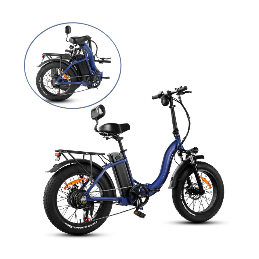 Delorean DM500-Sport Foldable Fat Tire Electric Bike - Black