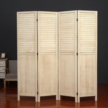 7108 Natural Shutter 4-Panel Room Divider
