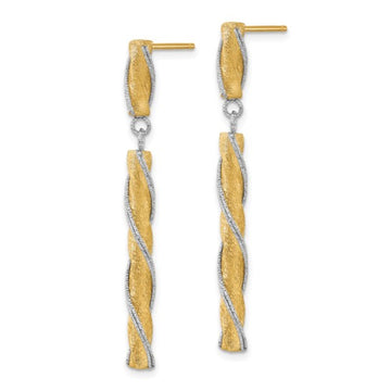 14K Leslie's Women's Diamond-Cut Drop and Dangle Earrings in Rhodium Plating-over 14K Two-Tone Gold