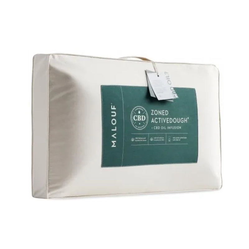 Malouf ActiveDough CBD Oil Infused Queen Size Mid Loft Pillow - White