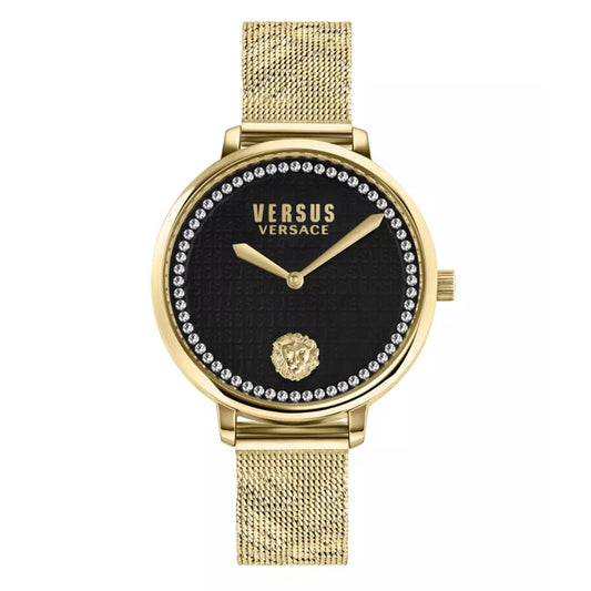 Versus Versace La Villette Women's 36mm Yellow Gold Bracelet Watch - Black Dial