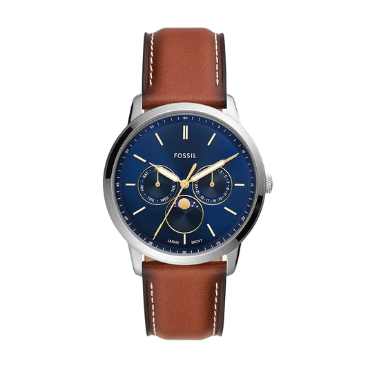 Fossil Neutra Men's 42mm Brown Strap Watch - Blue Dial