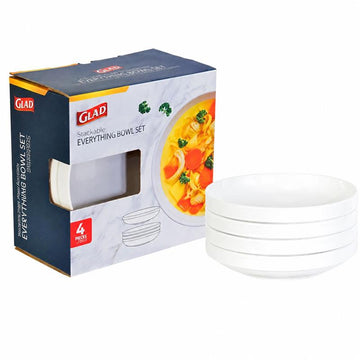Glad 8" Stackable Everything Bowl Set (4-Piece) - White
