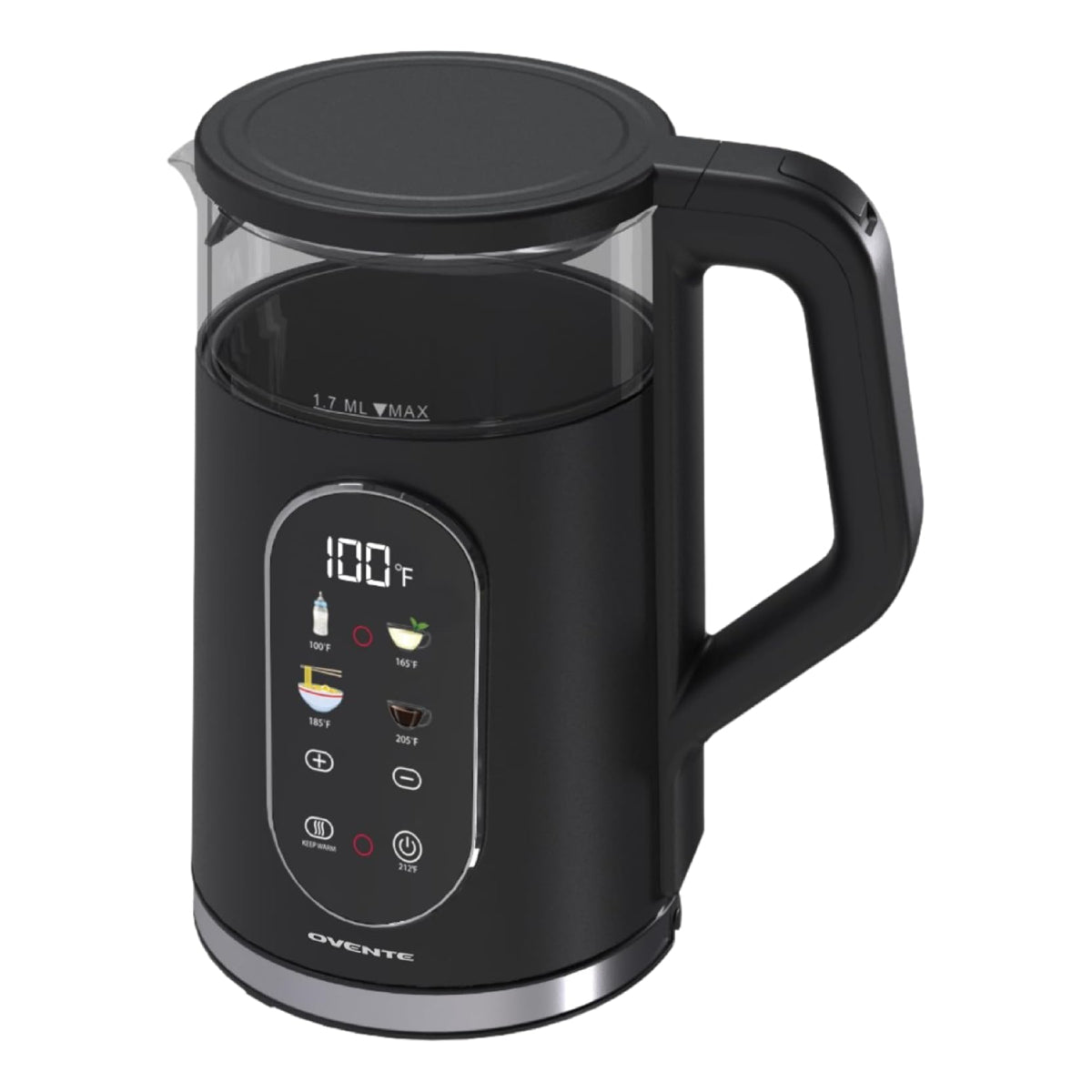 Ovente KD96B 1500W Electric Kettle with Digital Touchscreen - Black