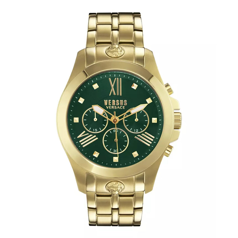 Versus Versace Chrono Lion Men's 44mm Yellow Gold Bracelet Watch - Green Dial