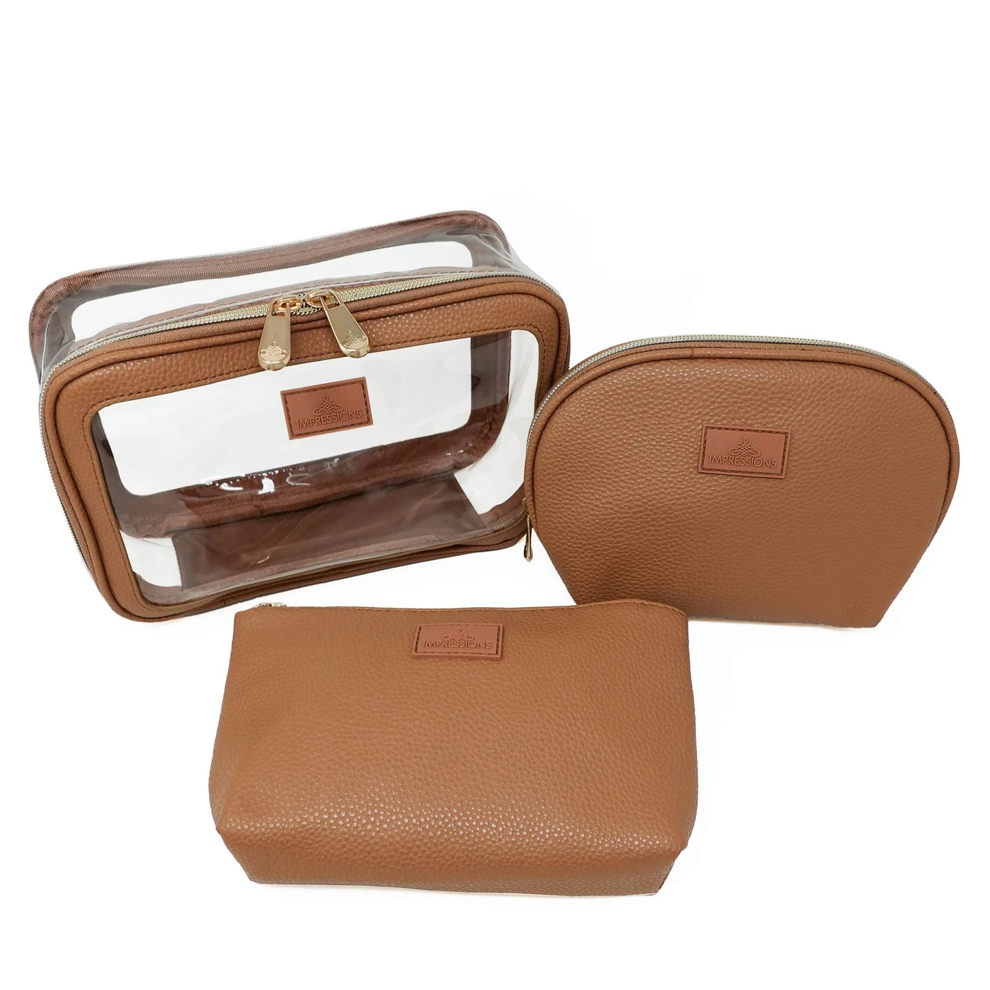 Impressions Vanity Barbados Makeup Bag Set (3-Piece) - Taupe