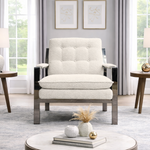 Bayou Boucle 32" Accent Chair by Primitive Collections - Black Chrome