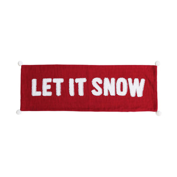 Creative Co-op Lumbar Pillow with "Merry" - Red/White