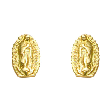 Lady of Guadalupe Virgin Mary Earrings in 14K Yellow Gold