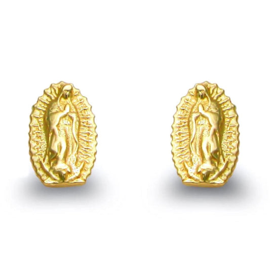 14k Lady of Guadalupe Virgin Mary Earrings in Yellow Gold