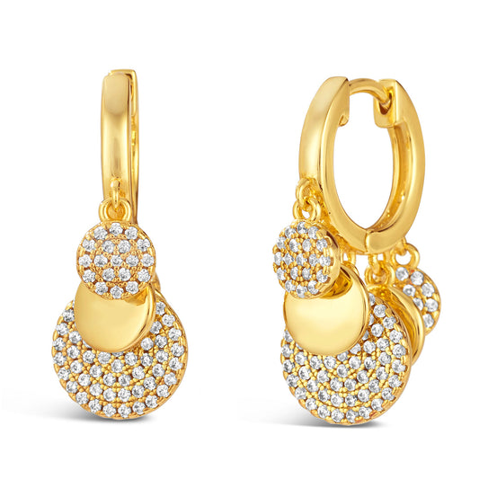 Anna Zukerman Olivia 90  Women's 0.75 ct. Diamond Crystalline Petite Pave Huggie Earrings in 18K Yellow Gold-Plating over 925 Sterling Silver