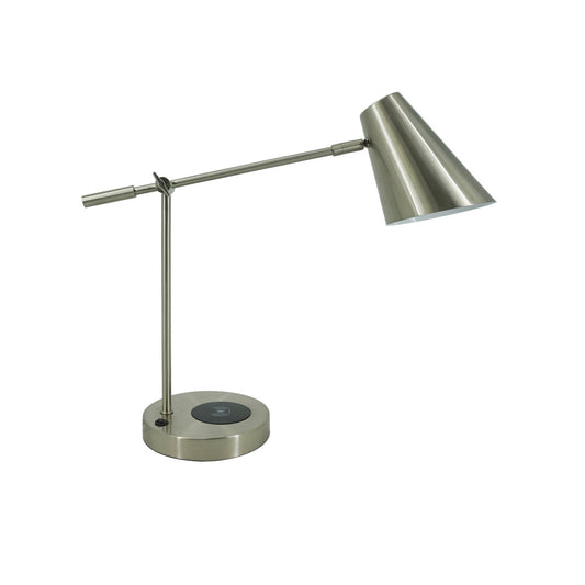 Adesso Wireless Charging Table Lamp, Brushed Steel