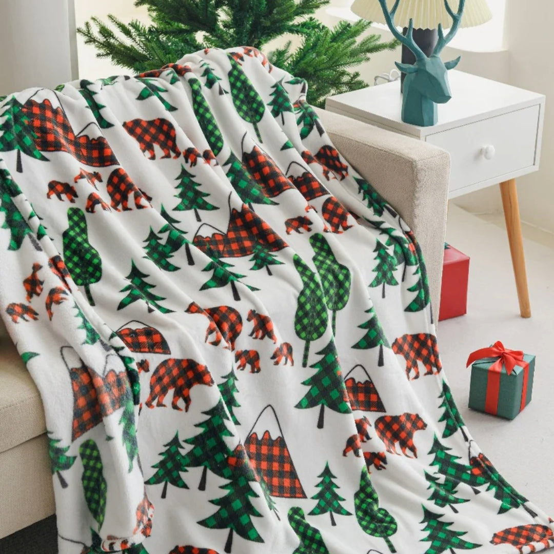 Ultra Soft Oversized Plush Holiday Throw Blanket - Multi Bear