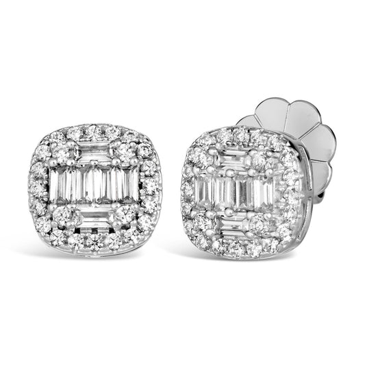 Anna Zuckerman Grace 25 Women's 3 ct. Diamond Crystalline Cut Stone Stud Earrings in Platinum-Plating over 925 Sterling Silver