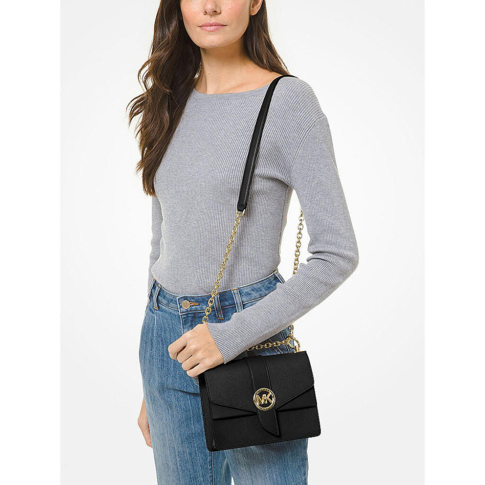 Michael Kors Greenwich Small Saffiano Leather Crossbody Bag - Black