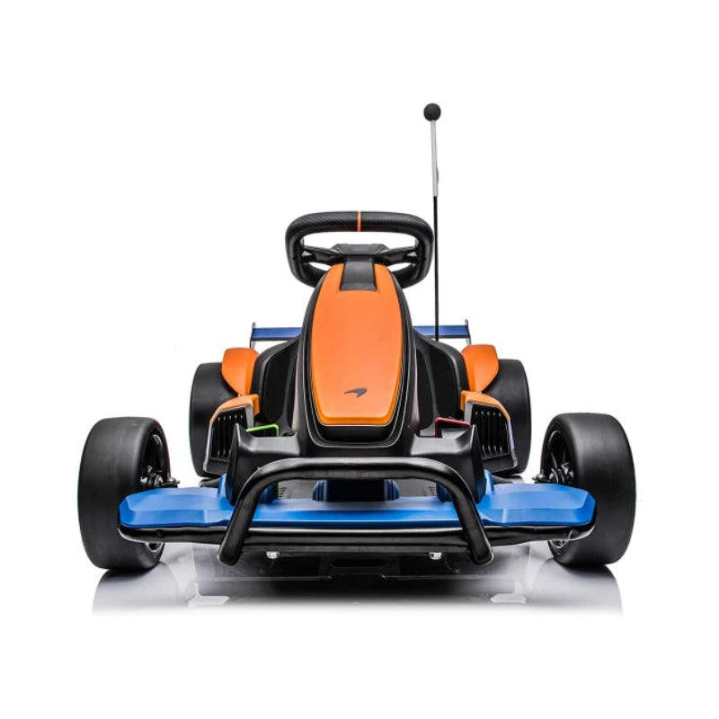 Kart eléctrico McLaren de gran tamaño, 24 V, 4 ruedas, color negro y naranja