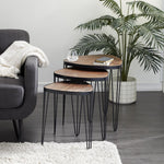 Metal Wood Nested Table Set of 3