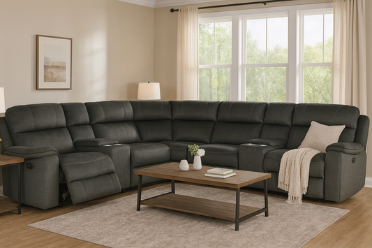 Bella Power Reclining Sectional - Gray