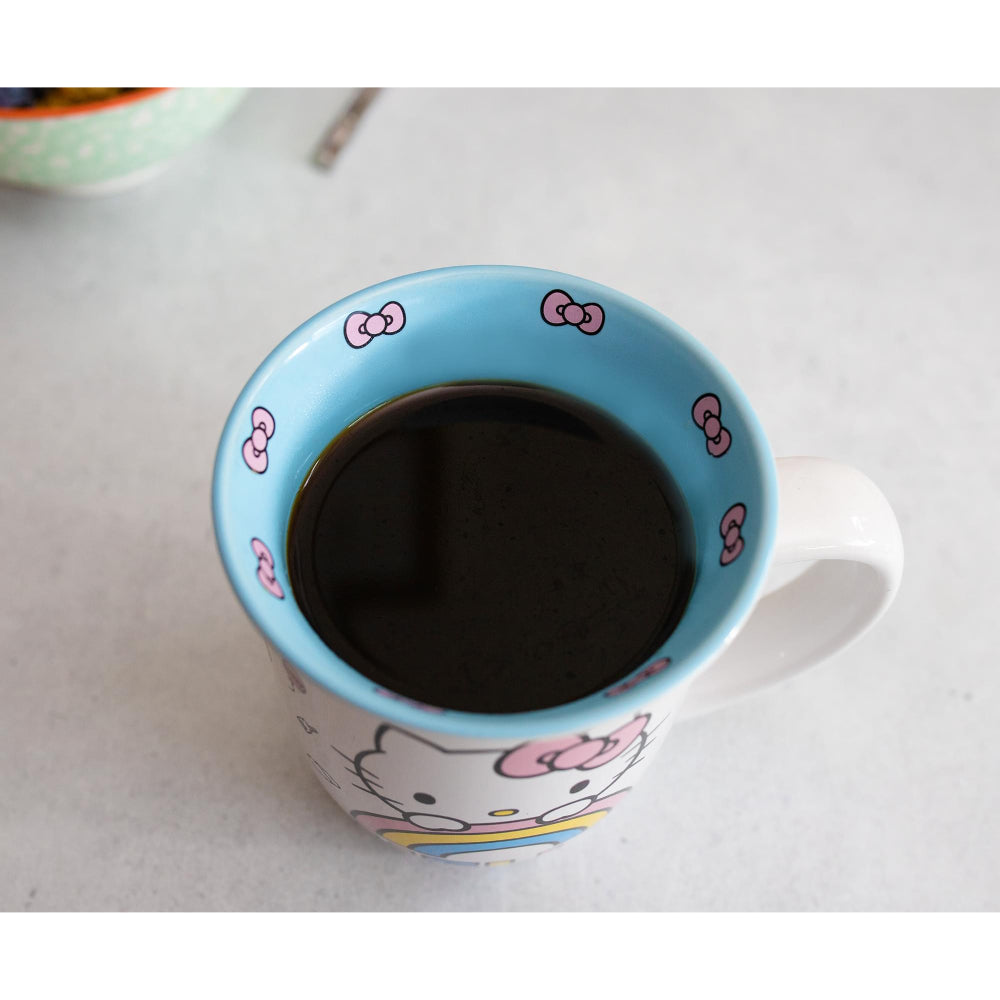 Sanrio Hello Kitty 14 oz Pastel Rainbow Wide Rim Ceramic Mug - Multicolor