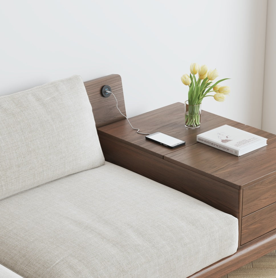 Sofá Chaise con reposabrazos y cargador USB de Best Home