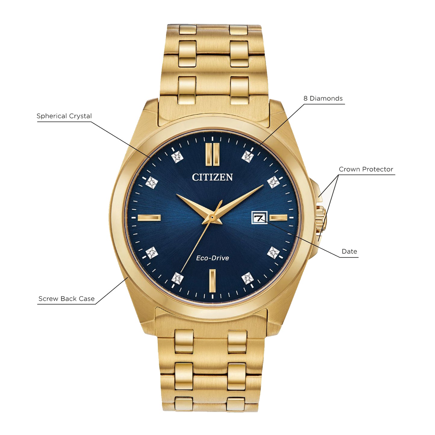 Reloj Citizen Peyten Eco-Drive de 41 mm con pulsera de acero inoxidable para hombre, esfera azul 