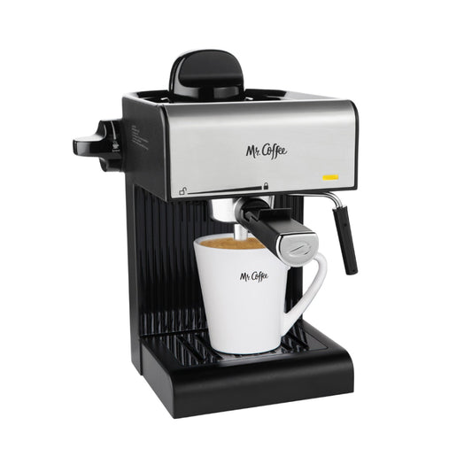 Cafetera automática para espresso y capuchino Mr. Coffee BVMC-ECM170 Cafetera a vapor de 20 oz - Acero inoxidable y color negro