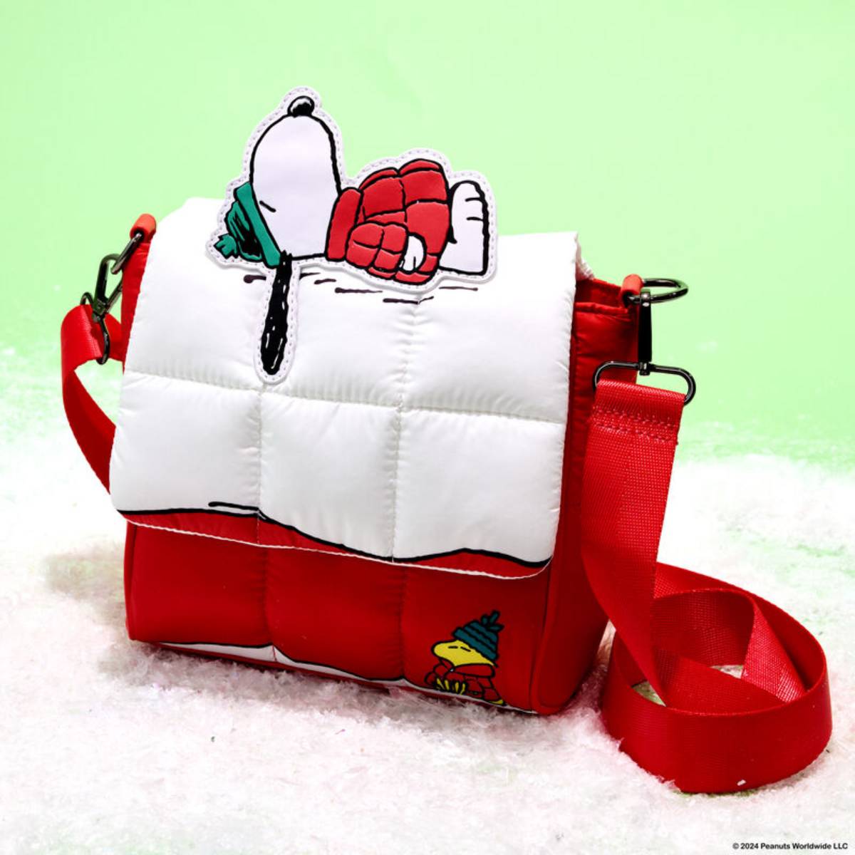 Loungefly Peanuts Snoopy Woodstock Snow Day Doghouse Crossbody Bag - White/Red