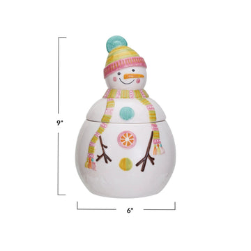Creative Co-op Snowman Shaped Cookie Jar - Multicolor