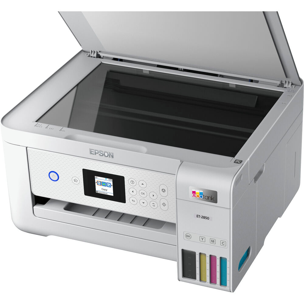 Impresora de inyección de tinta a color inalámbrica multifunción Epson EcoTank ET-2850 - Blanca 