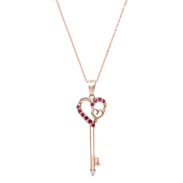 Heart Key Necklace in 10K Rose Gold