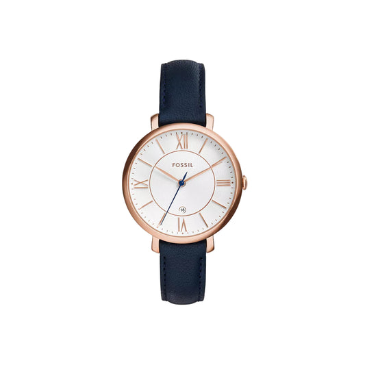 Fossil Jacqueline Women's 36mm Navy Strap Watch - Rose Gold Dial
