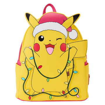 Loungefly PokÃ©mon Santa Pikachu Light Up Mini Backpack - Yellow/Pink