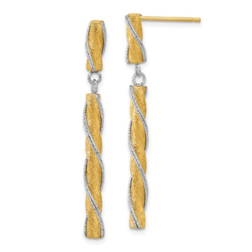 14K Leslie's Women's Diamond-Cut Drop and Dangle Earrings in Rhodium Plating-over 14K Two-Tone Gold